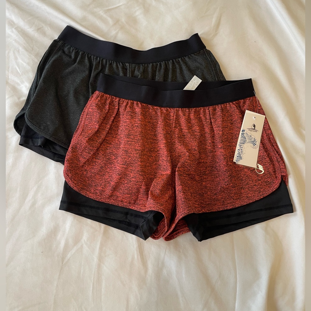 Women's Athletic Shorts - Red and Black PAIR